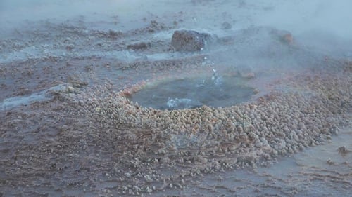 Slow motion. Smoke on the water. Steam over hot water concept of global warming and climate change.