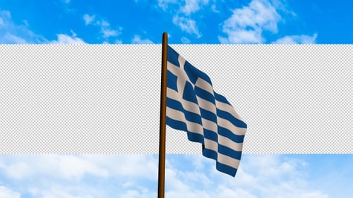 3D Waving Greece Flag Animation with Alpha Channel