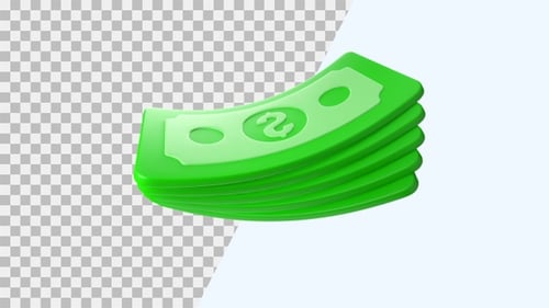 Animated Stack of Green Money Bills 3D Render