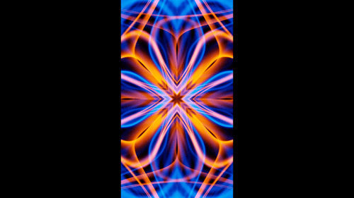 Vertical video orange and blue kaleidoscope neon energy waves vj loop animation