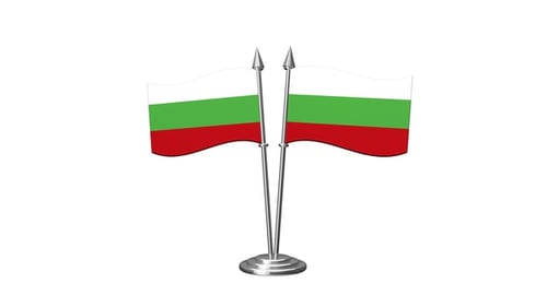 Bulgarian Table Flags Waving Realistic 3D Animation