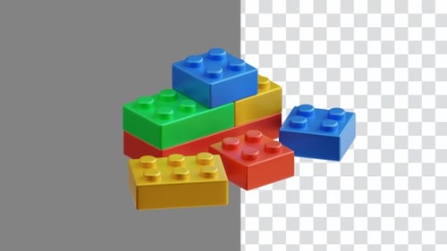 3D Animation of Brick Toys Demonstrating the Creativity and Construction Skills in Building Brick Mo