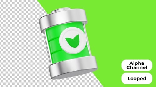 3D Animation Bio Battery | Alpha Channel