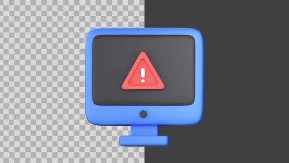 Modern 3D Computer Monitor Warning Alert Animation, Elements Motion ...