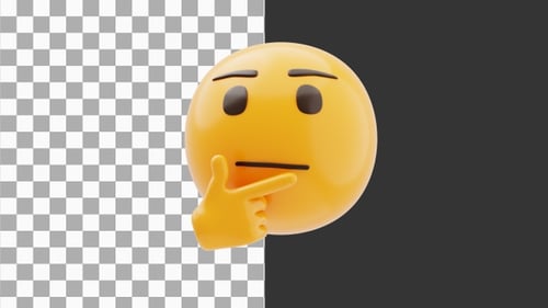 3D Animation of Thinking Face Emoji | Alpha Channel