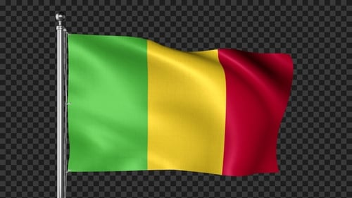 Mali National Flag Realistic Waving Animation