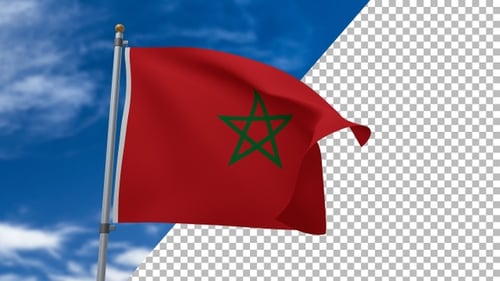 Marocco Waving Flag Loop with Alpha in 4K