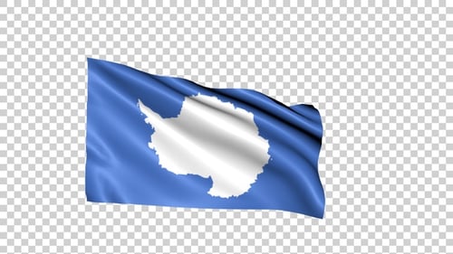 Realistic Antarctica Flag Waving Loop