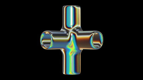 Abstract Object Joint Cross Metal Steel Glossy Reflect Reflection Chrome Holographic Hologram Trance