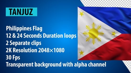 Waving Philippines Flag Realistic Animation with Alpha Channel