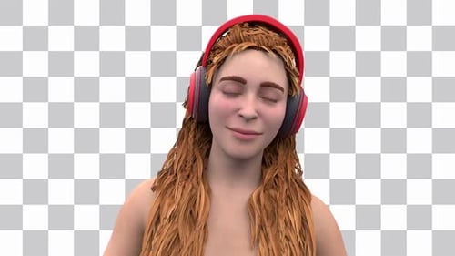 Mulher com fones de ouvido ouvindo Music Loop