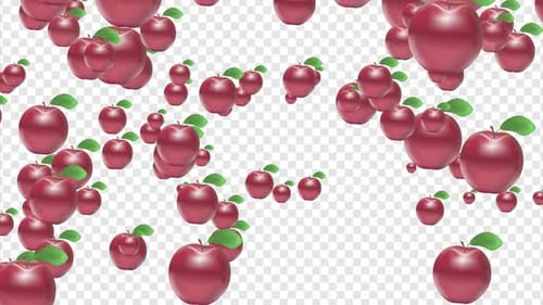 Animated Falling Red Apples Alpha Channel