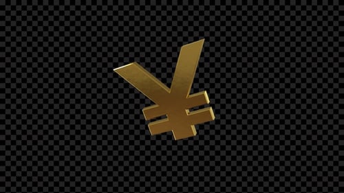 Golden 3D Rotating Yen Yuan Currency Symbol Animation