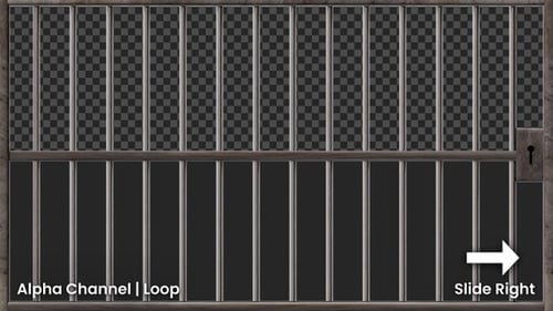 3D Jail Cell Door Closing Slide Animation | Alpha Channel
