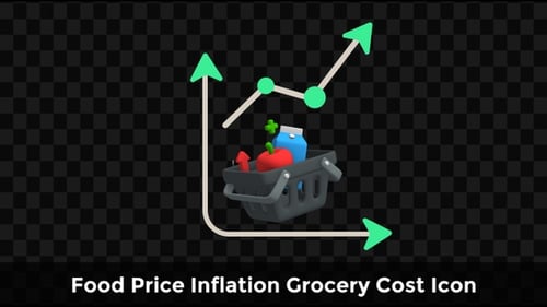 3D Shopping Basket with Growing Sales Graph Animation