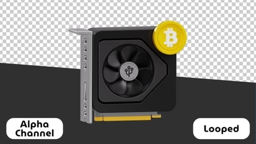 3D-Animation zur Mining-Leistung von Bitcoin und GPU | Alpha Channel
