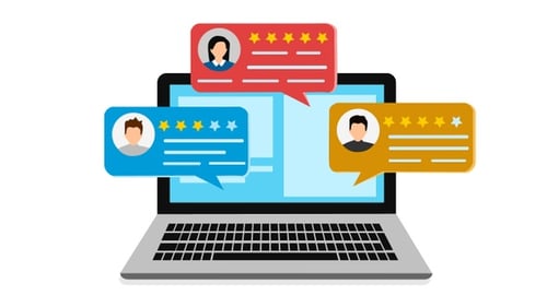 Laptop with Customer Reviews and Feedback Animation