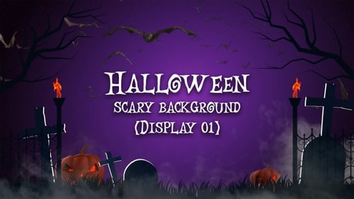 Animated Halloween Graveyard Scene with Full Moon Rise and Bats