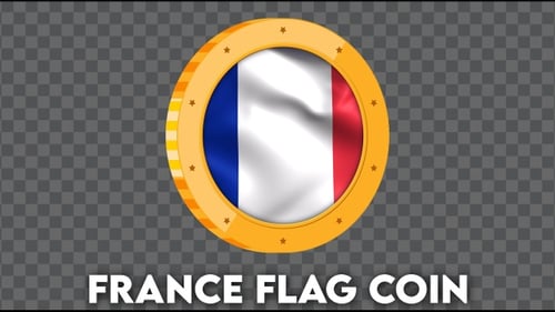 French Flag Waving In Spinning Gold Coin