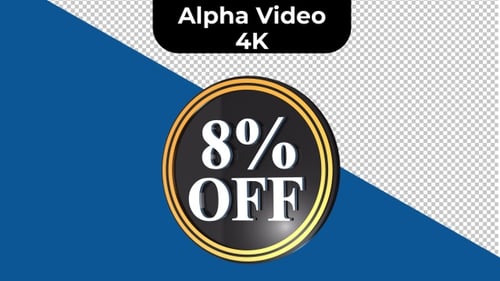Modern 3D Eight Percent Off Rotating Badge