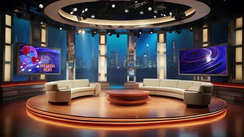 Diseño de escenario de estudio para programas de noticias de televisión D