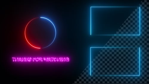 Youtube End Screen Neon Frame Blue V12