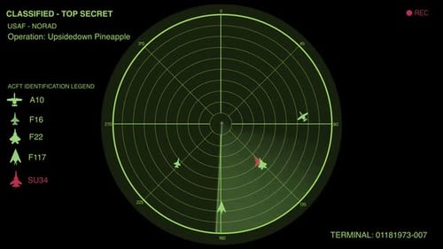 Retro Radar Screen with Aircraft Tracking Display