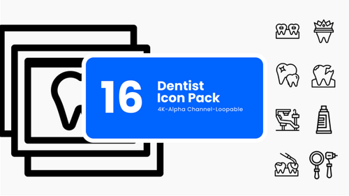 Íconos de dentista animados: herramientas de higiene bucal y odontología (16 MOV, 4K)