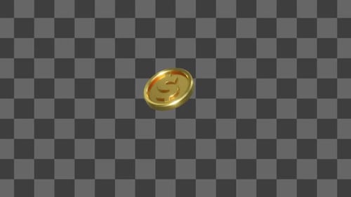 3D Animated Golden Dollar Coin Spinning Loop