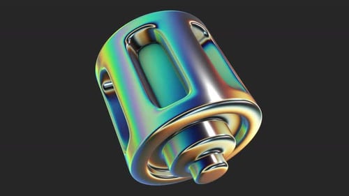 Abstract Object Tube Machine Steel Glossy Glass Reflect Chrome Holographic Hologram Trance 1