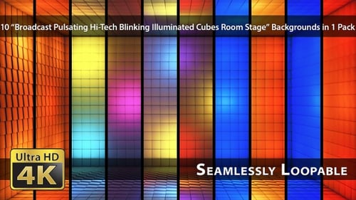 Broadcast Pulsating Hi-Tech Blinking Illuminated Cubes Room Stage - Pack 02