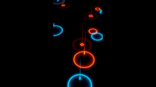 Vertical video blue and orange neon drops loop animation background