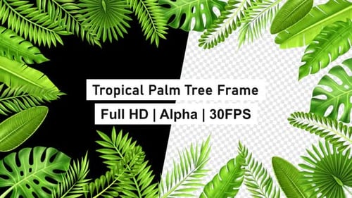 Rahmen aus tropischen Palmenzweigen mit Alpha