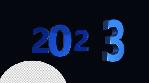3D Blue Digital 2023 Year Reveal Title Animation