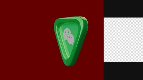 Green Glossy 3D Social Media Chat Icon Rotating