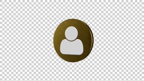 Golden Spinning 3D User Account Profile Icon