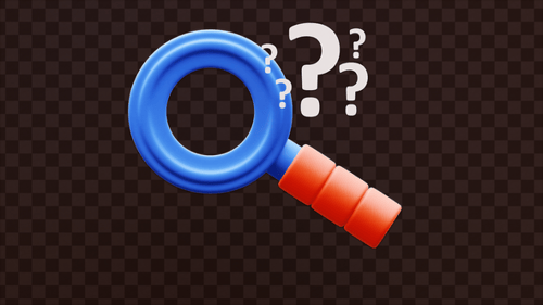 3D Magnifying Glass and Question Marks for Search Inquiry Concept