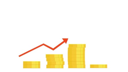 Financial Growth Animation with Money Stacks and Upward Trend