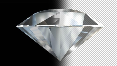 Shining 3D Diamond Rotation with Alpha Channel
