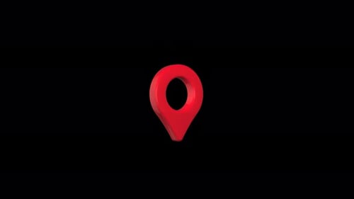 Minimalist red location marker floating in motion on transparent background