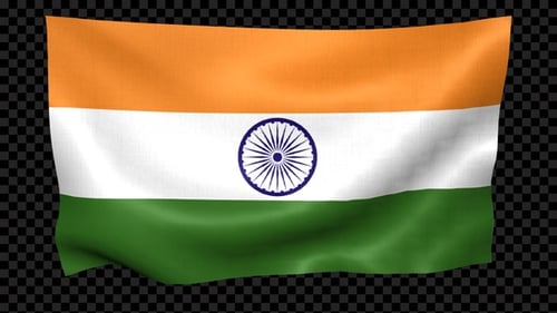 Realistic Waving Indian Flag Loop with Alpha Channel