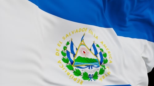 The El Salvador with alpha channel waving in the wind in slow motion