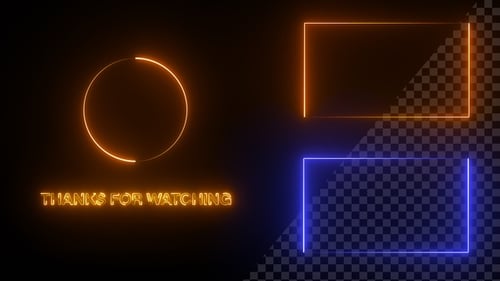 Pantalla final de Youtube con marco de neón azul y dorado V15