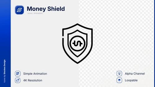 Animated Money Shield Icon for Financial Security