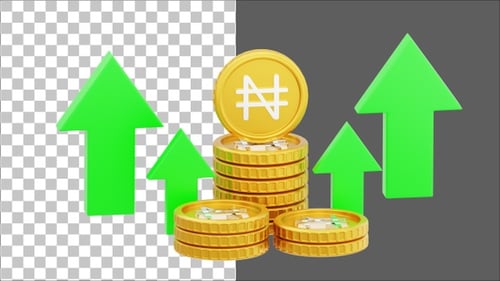 3D Nigerian Naira Currency Growth | Alpha Channel