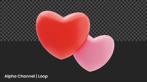 Animated Red and Pink 3D Hearts Bumping