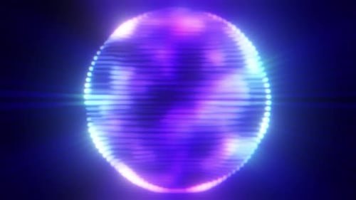 Abstract Glowing Digital Sphere Loop with Light Rays