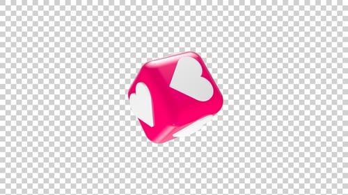 Animated 3D Pink Heart Cube Rotation
