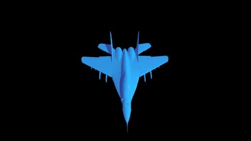 3D Blue Fighter Jet Rotating Animation