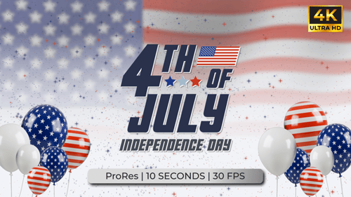 Patriotic Fourth of July Independence Day Text Animation with Balloons